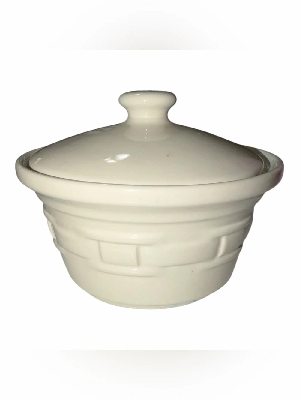 Longaberger Ivory Ceramic Lidded Small Serving Bowl